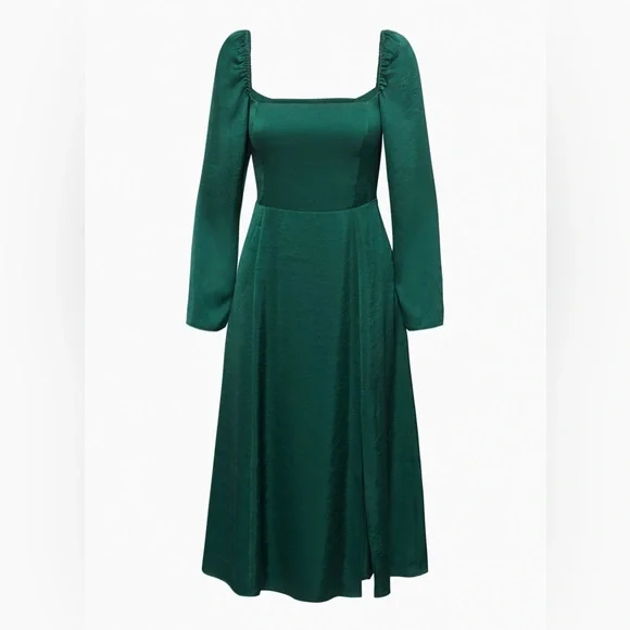 Aritzia Wilfred Bridgerton Dress Emerald Green Square-Neck Long Sleeve Size 4 - Picture 1 of 6